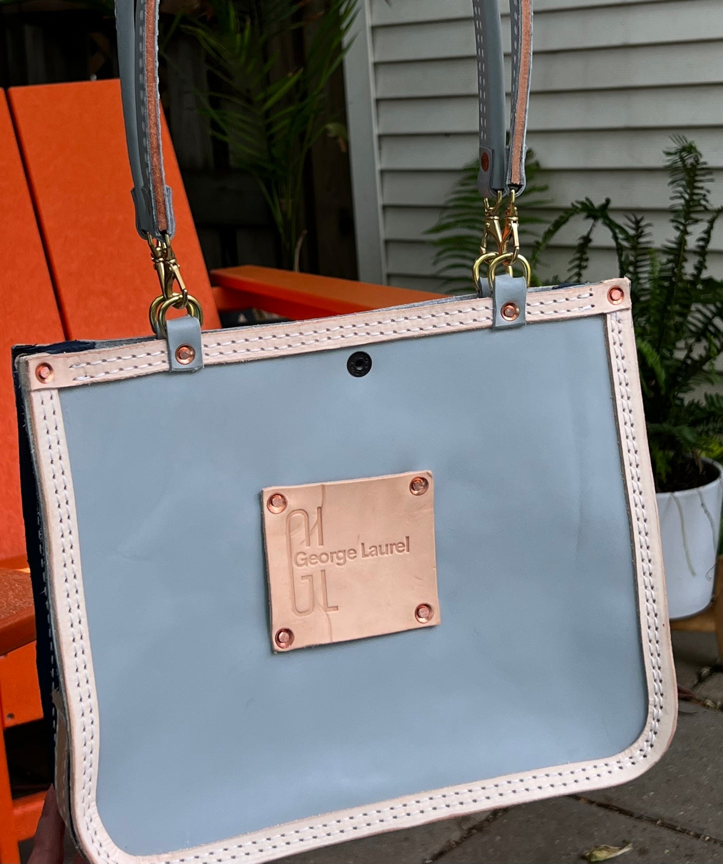 Tote Purse - Pale and Navy Blue