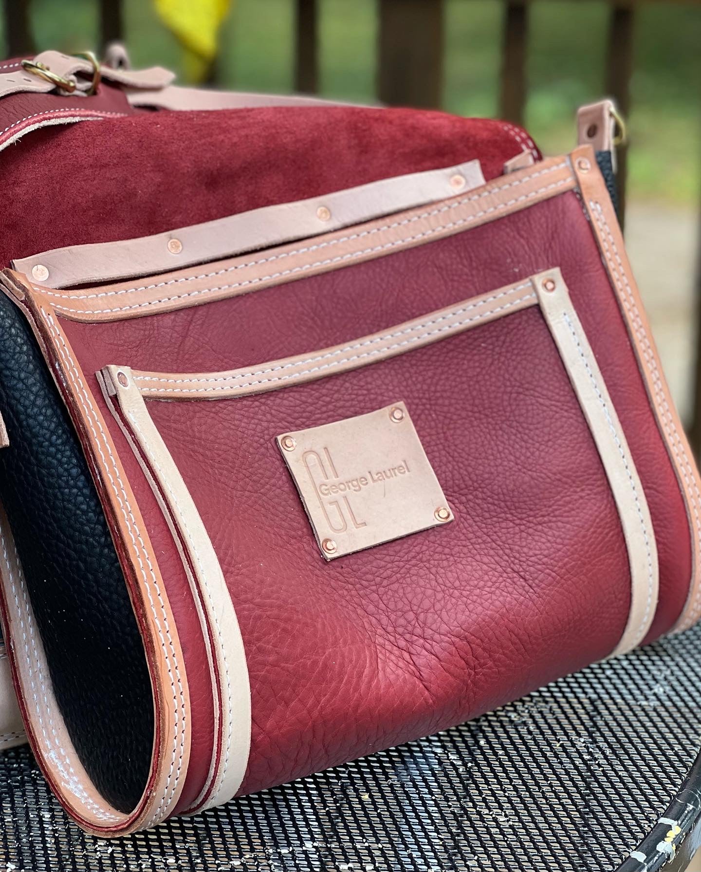 Ultimate Leather Satchel Red and Black Buffalo