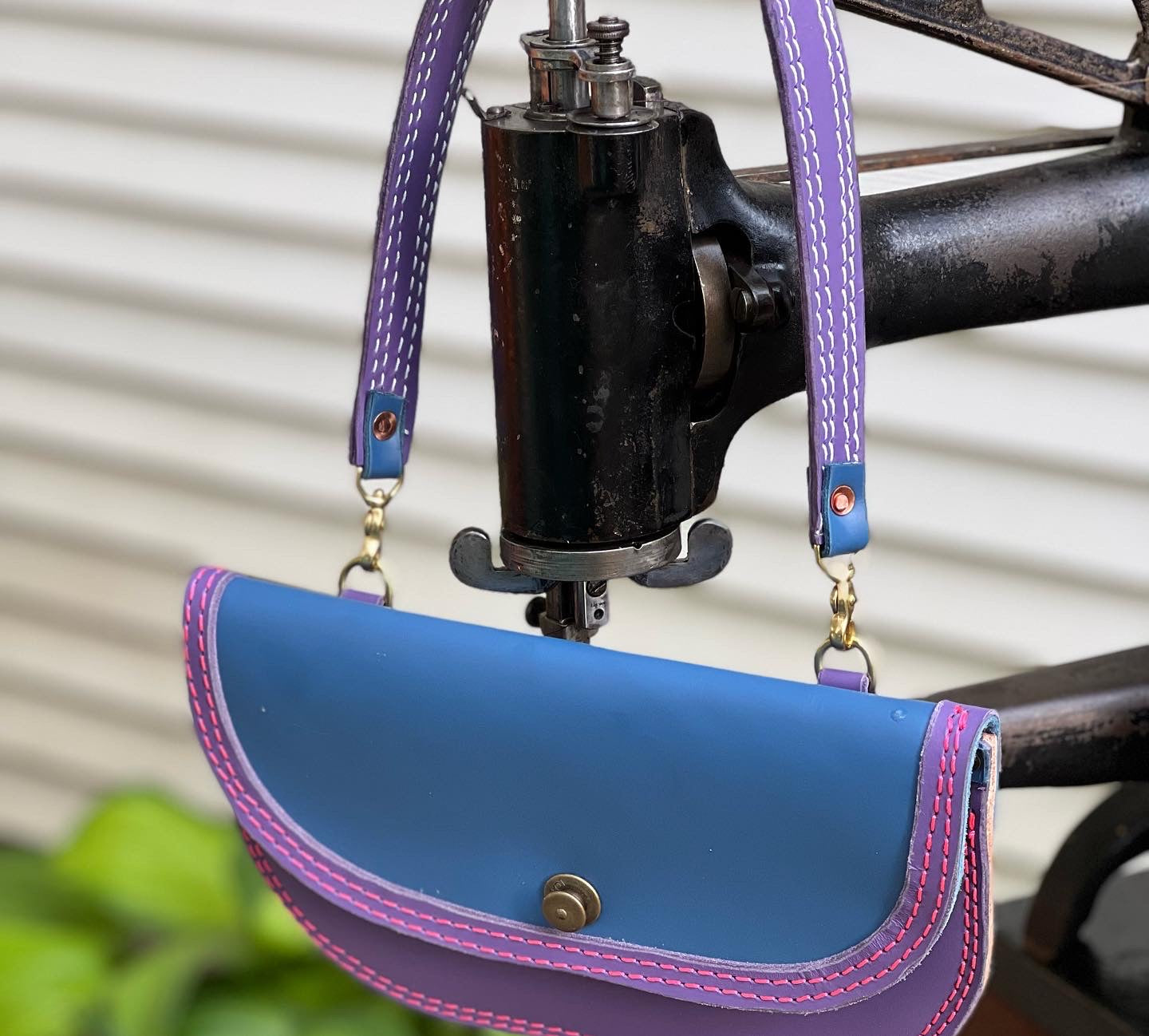 Small Single Pocket Purse  in Rave Blue and Purple