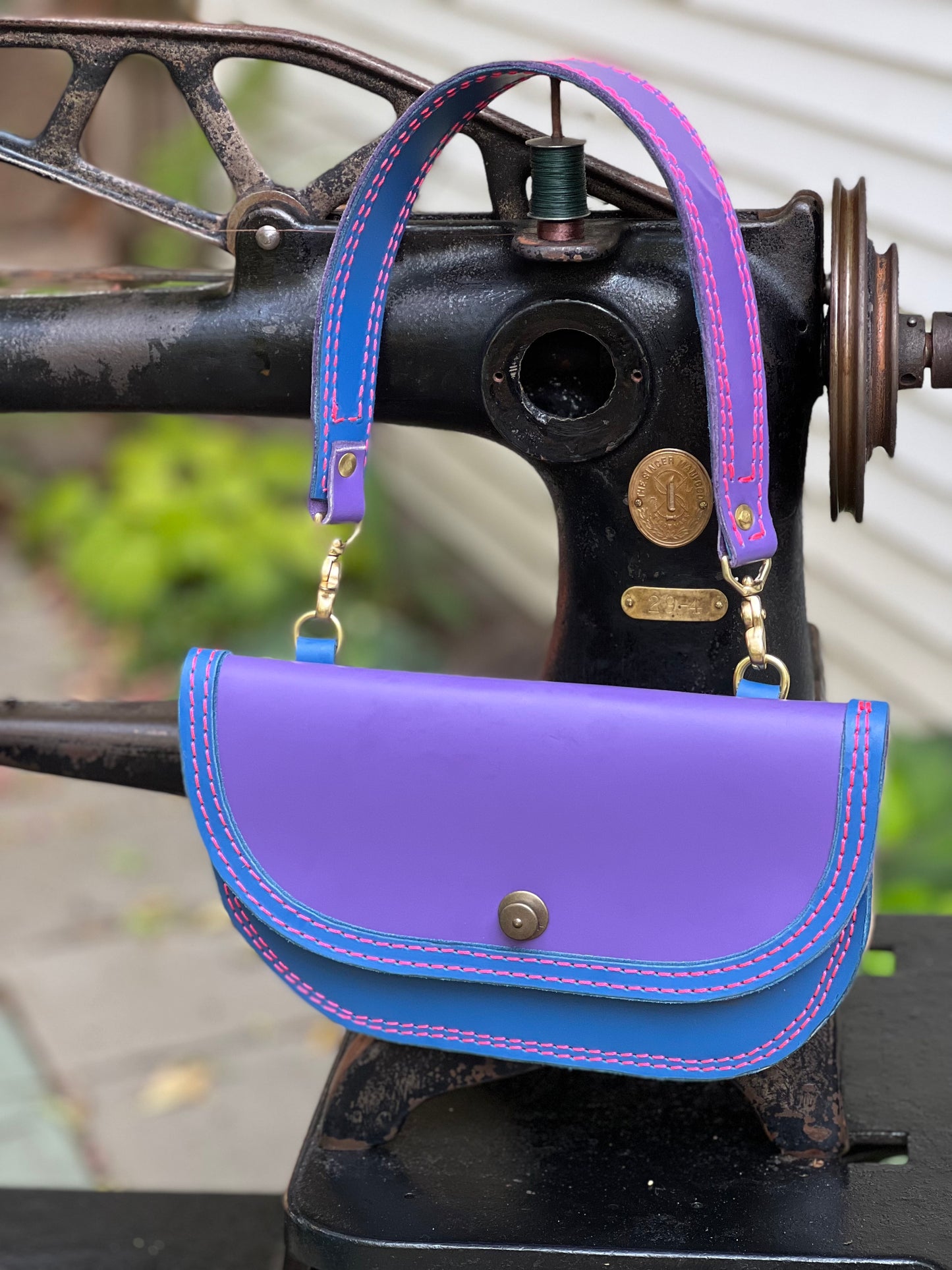 Small Single Pocket Purse  in Rave Blue and Purple