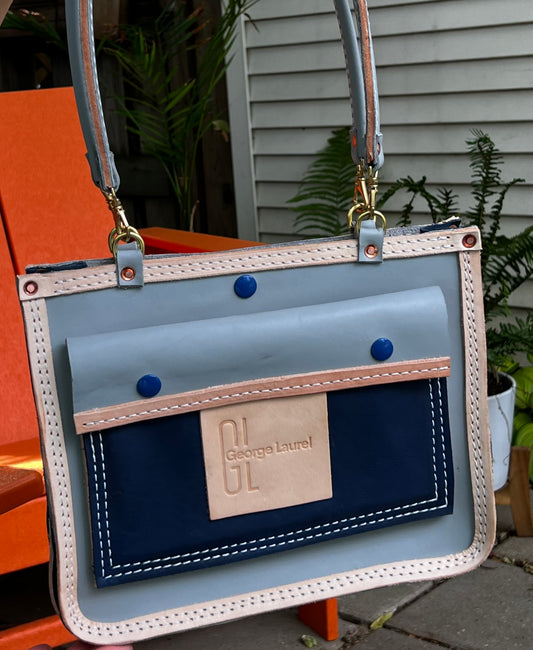 Tote Purse - Pale and Navy Blue